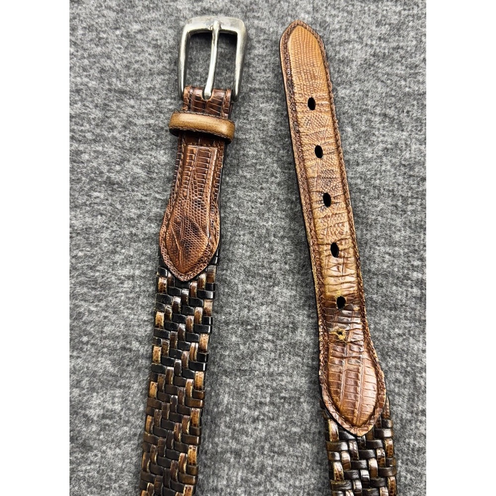 Brighton Brown & Black Leather Braided‎ Belt Size 36 Model P4100 *READ*